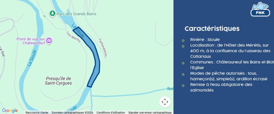 © No-kill course - The Sioule at Châteauneuf-les-bains_Châteauneuf-les-Bains - Fédération de Pêche 63